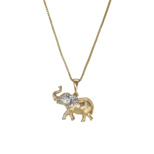 Gold Plated Animal Pendant Elephant Charm with CZ | Wholesale Jewelry