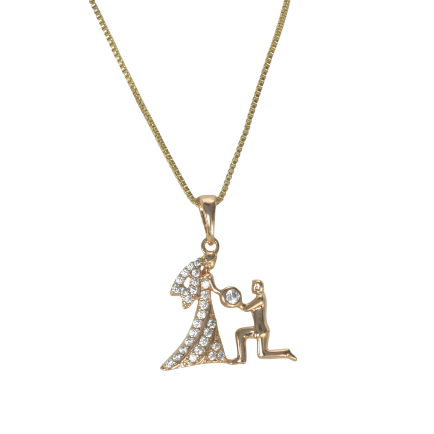 Gold Plated Angel Pendant Charm with CZ