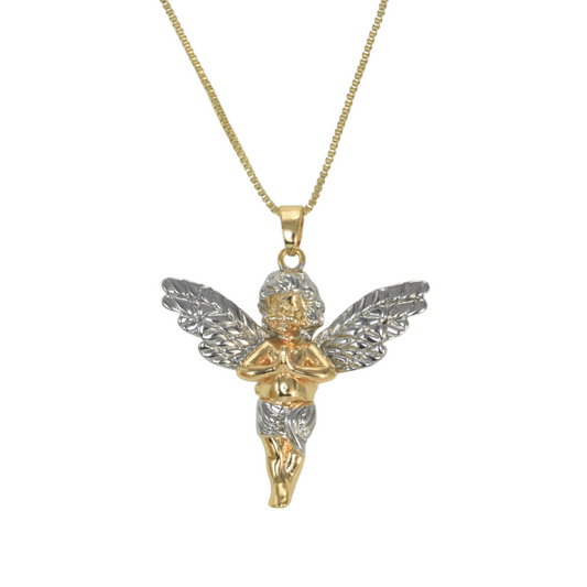 Gold Plated Angel Pendant Charm with CZ | Wholesale Jewelry