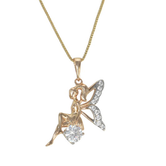 Gold Plated Angel Pendant Charm with CZ | Wholesale Jewelry