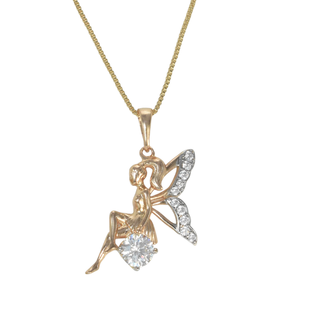 Gold Plated Angel Pendant Charm with CZ