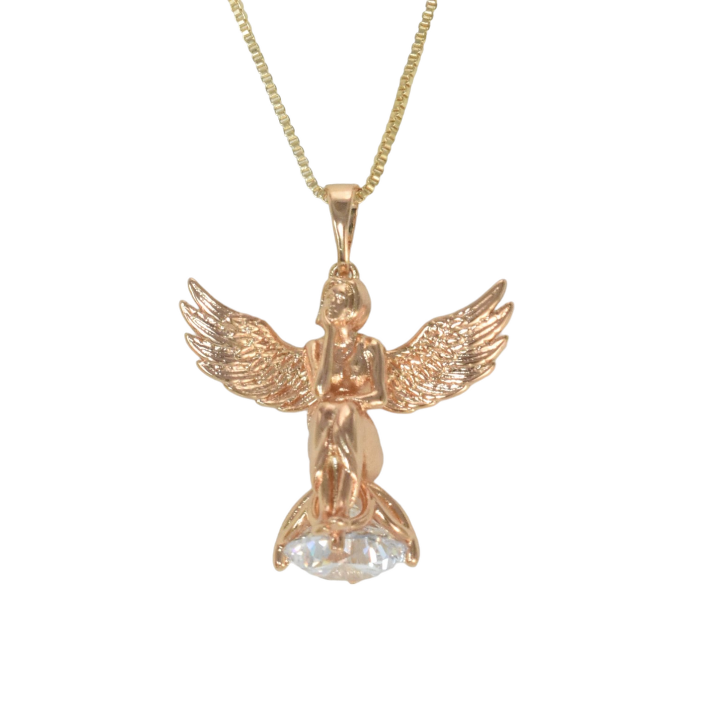 Gold Plated Angel Pendant Charm with CZ | Wholesale Jewelry