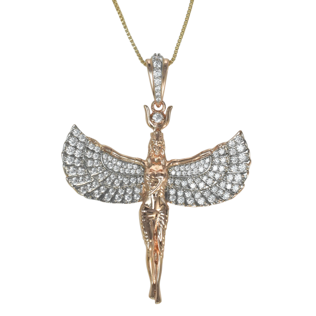 Gold Plated Angel Pendant Charm with CZ