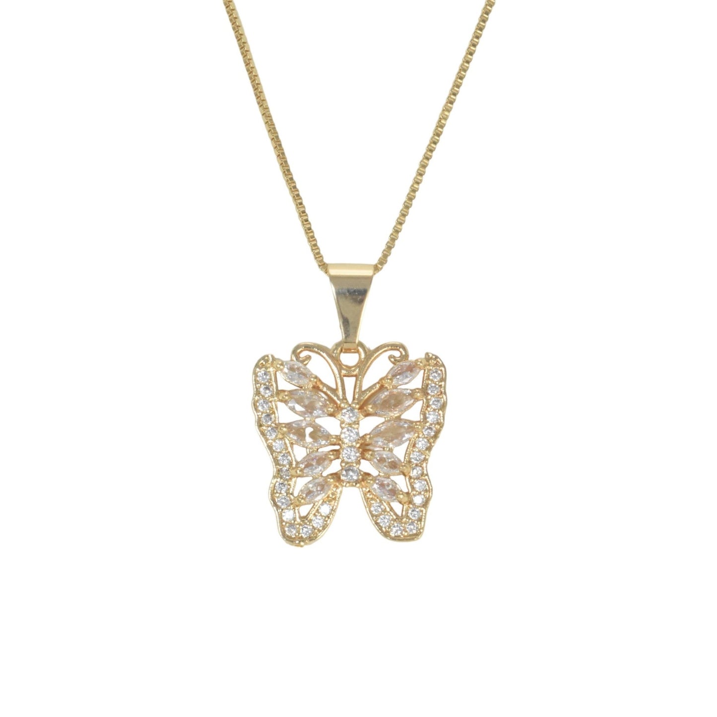 Gold Plated Animal Pendant Charm with CZ , Butterfly/Mariposa Charm Pendant | Wholesale Jewelry