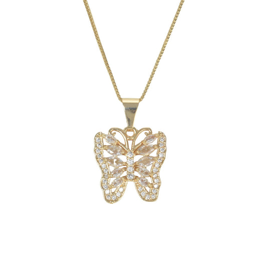 Gold Plated Animal Pendant Charm with CZ , Butterfly/Mariposa Charm Pendant