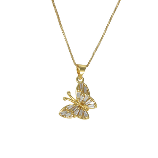 Gold Plated Animal Pendant Charm with CZ , Butterfly/Mariposa Charm Pendant