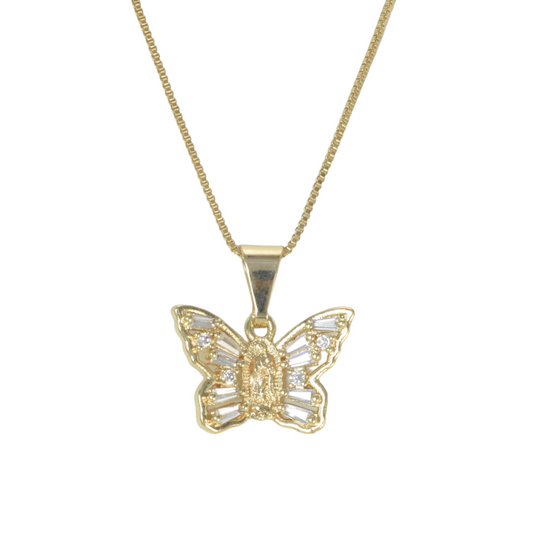 Gold Plated Animal Pendant Charm with CZ , Butterfly/Mariposa Charm Pendant