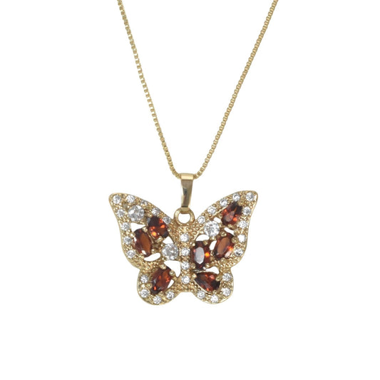 Gold Plated Animal Pendant Charm with CZ , Butterfly/Mariposa Charm Pendant