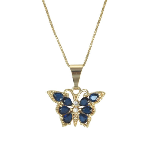 Gold Plated Animal Pendant Charm with CZ , Butterfly/Mariposa Charm Pendant