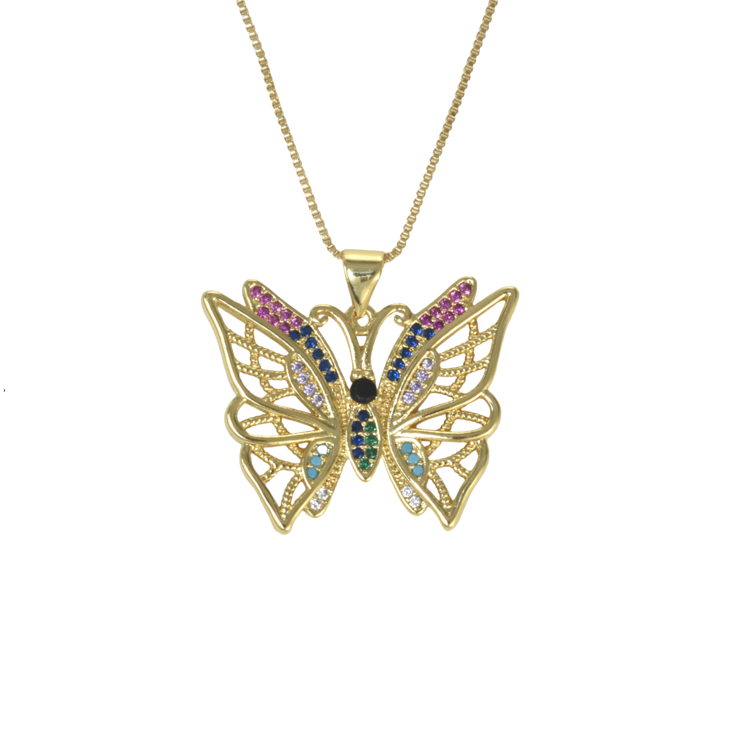 Gold Plated Animal Pendant Charm with CZ , Butterfly/Mariposa Charm Pendant | Wholesale Jewelry