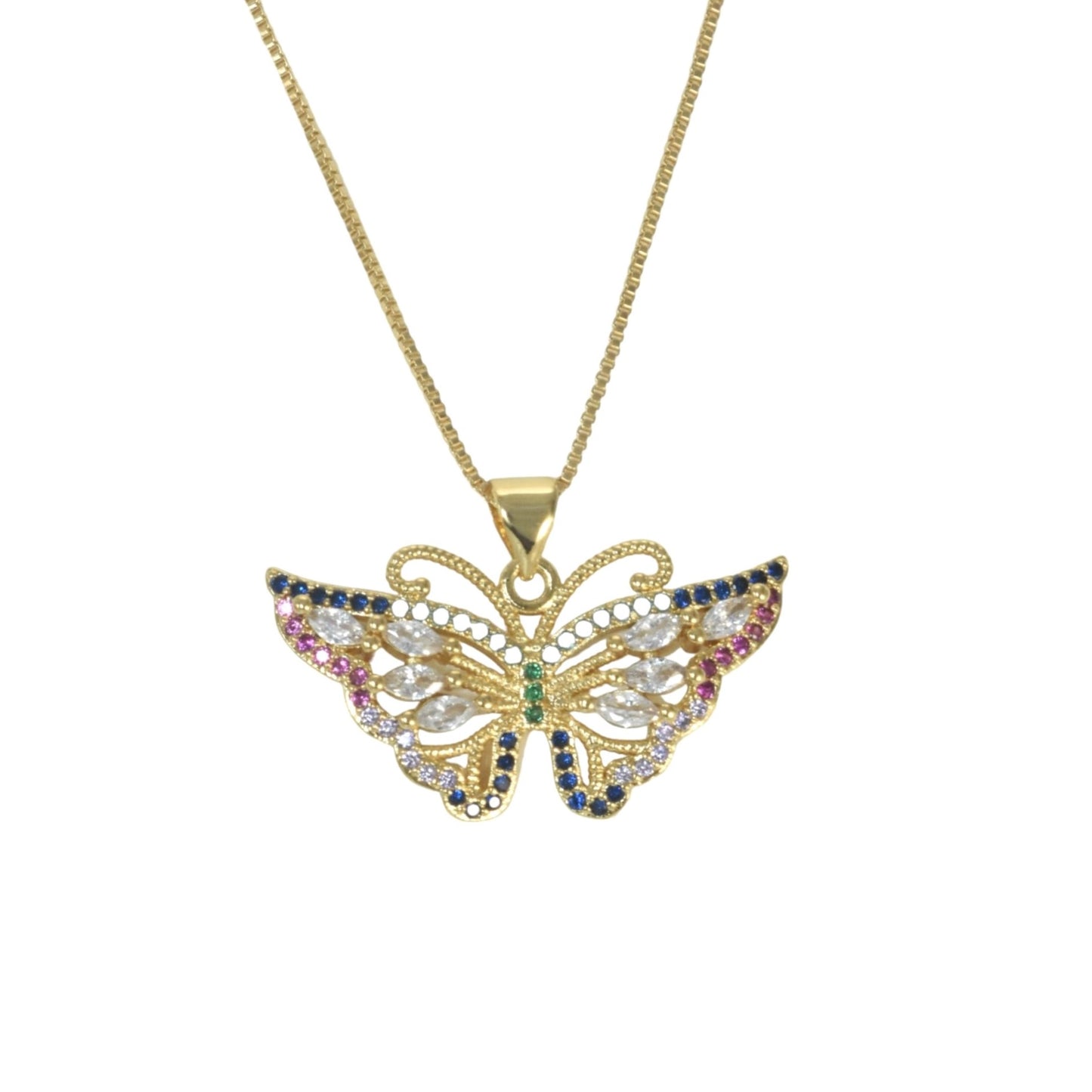 Gold Plated Animal Pendant Charm with CZ , Butterfly/Mariposa Charm Pendant | Wholesale Jewelry