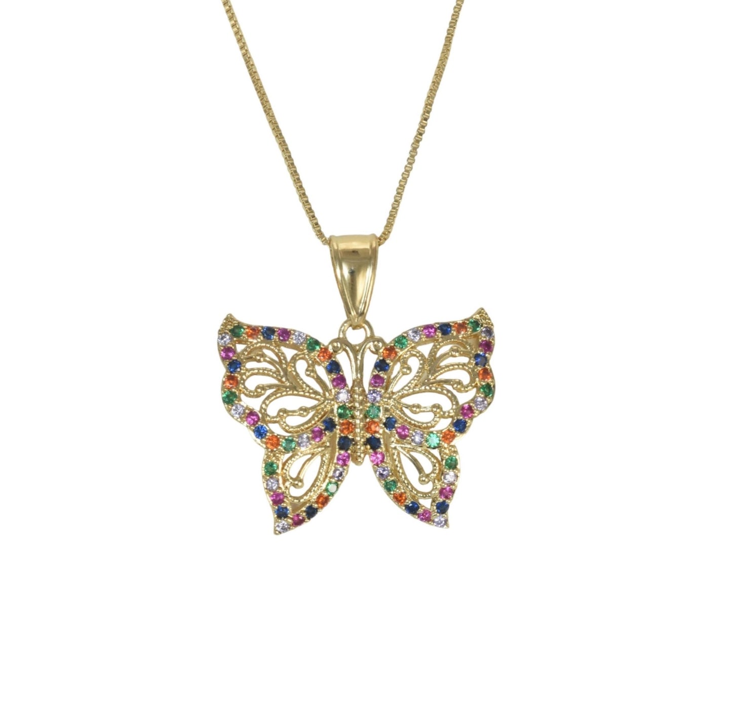 Gold Plated Animal Pendant Charm with CZ , Butterfly/Mariposa Charm Pendant