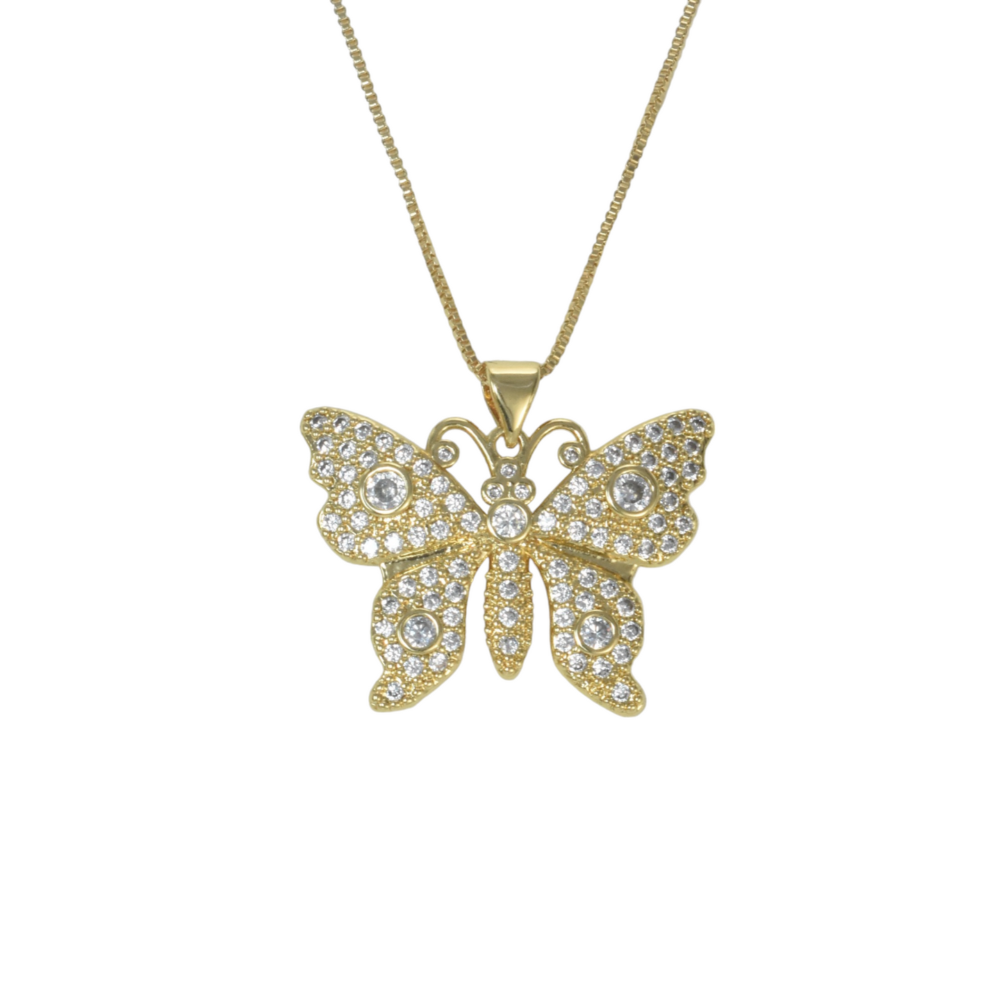 Gold Plated Animal Pendant Charm with CZ , Butterfly/Mariposa Charm Pendant