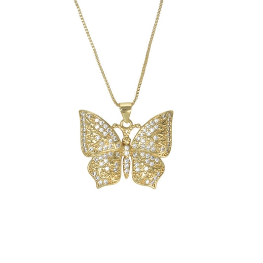 Gold Plated Animal Pendant Charm with CZ , Butterfly/Mariposa Charm Pendant | Wholesale Jewelry