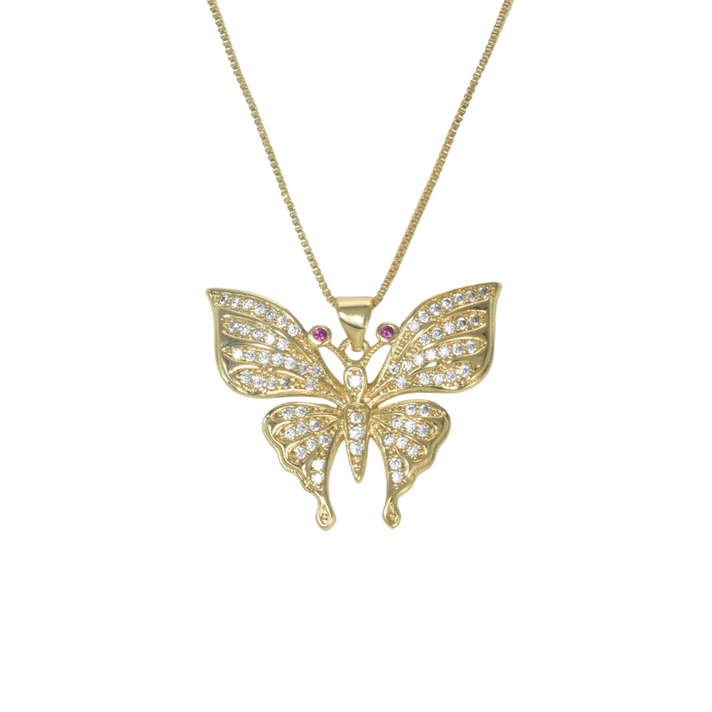 Gold Plated Animal Pendant Charm with CZ , Butterfly/Mariposa Charm Pendant
