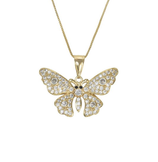 Gold Plated Animal Pendant Charm with CZ , Butterfly/Mariposa Charm Pendant