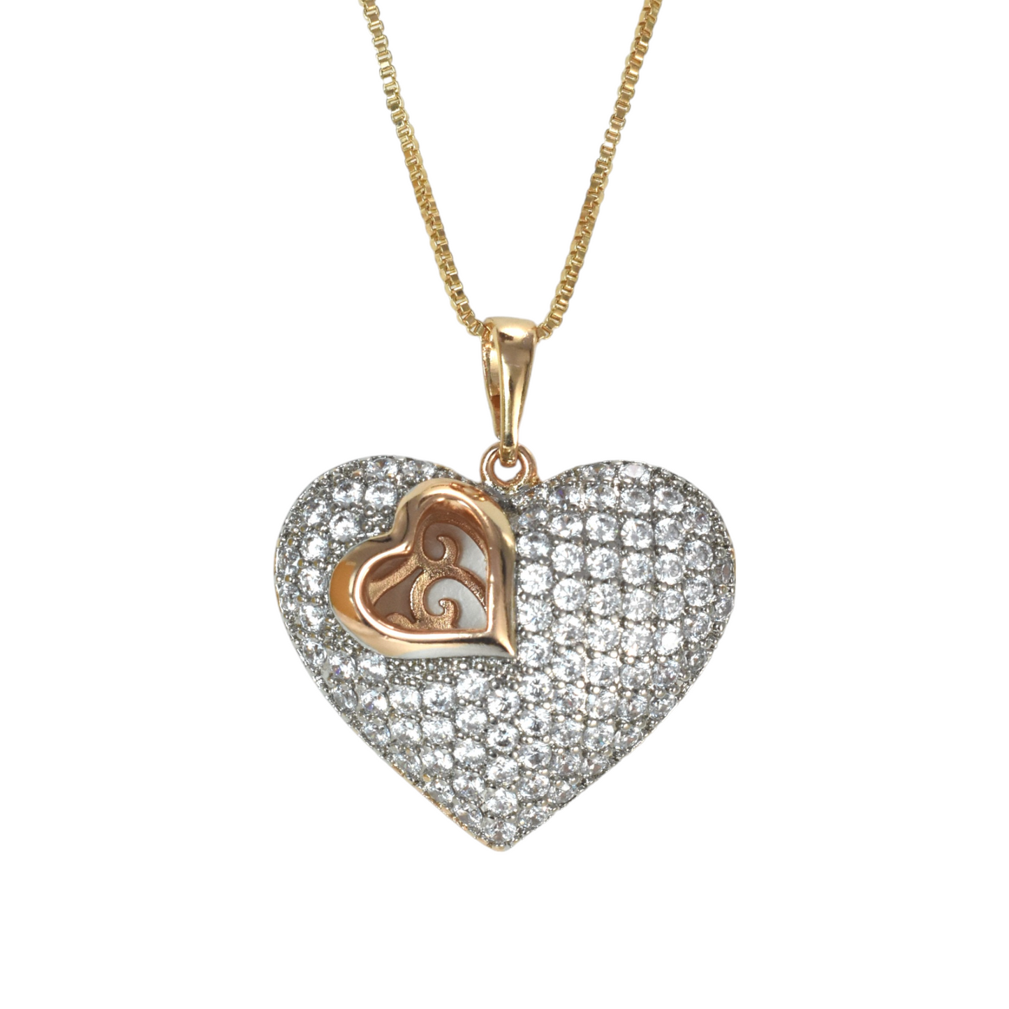 Gold Plated Heart Pendant Charm With CZ | Wholesale Jewelry