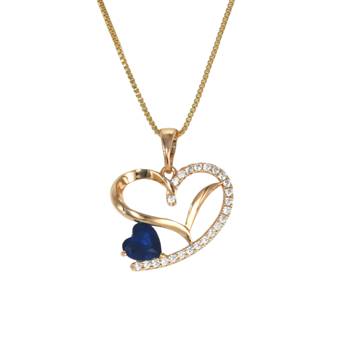 Gold Plated Heart Pendant Charm with CZ