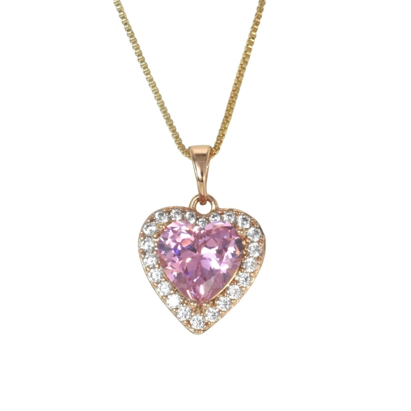 Gold Plated Heart Pendant Charm with CZ