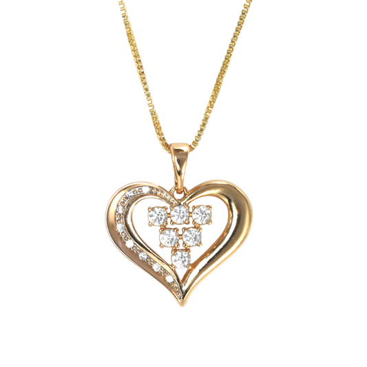 Gold Plated Heart Pendant Charm with CZ