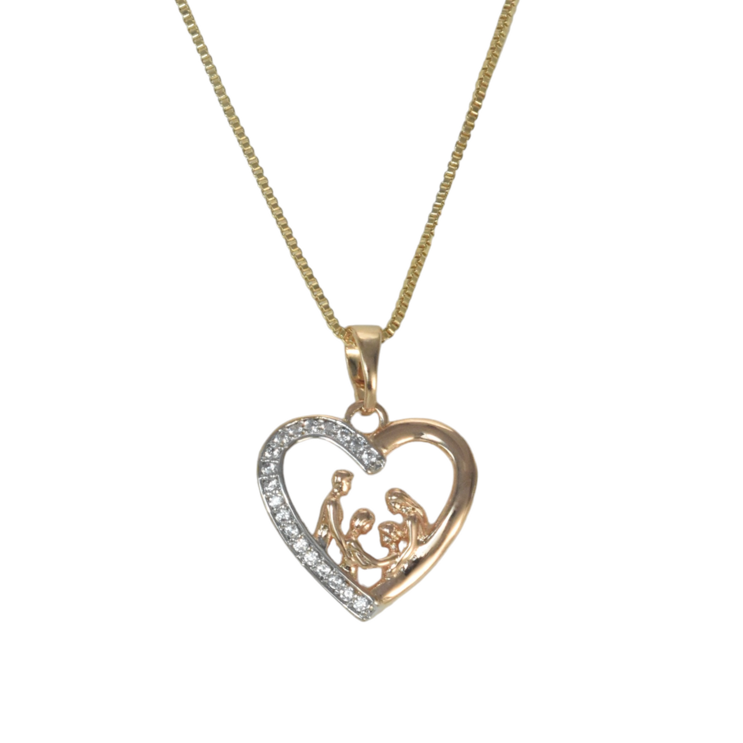 Gold Plated Heart Pendant Charm with CZ