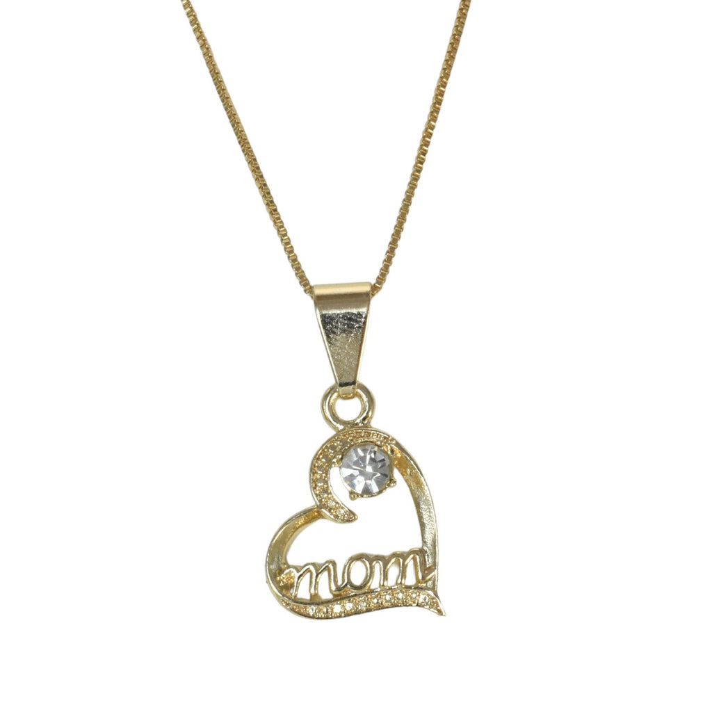Gold Plated Heart Pendant Charm With CZ for mom