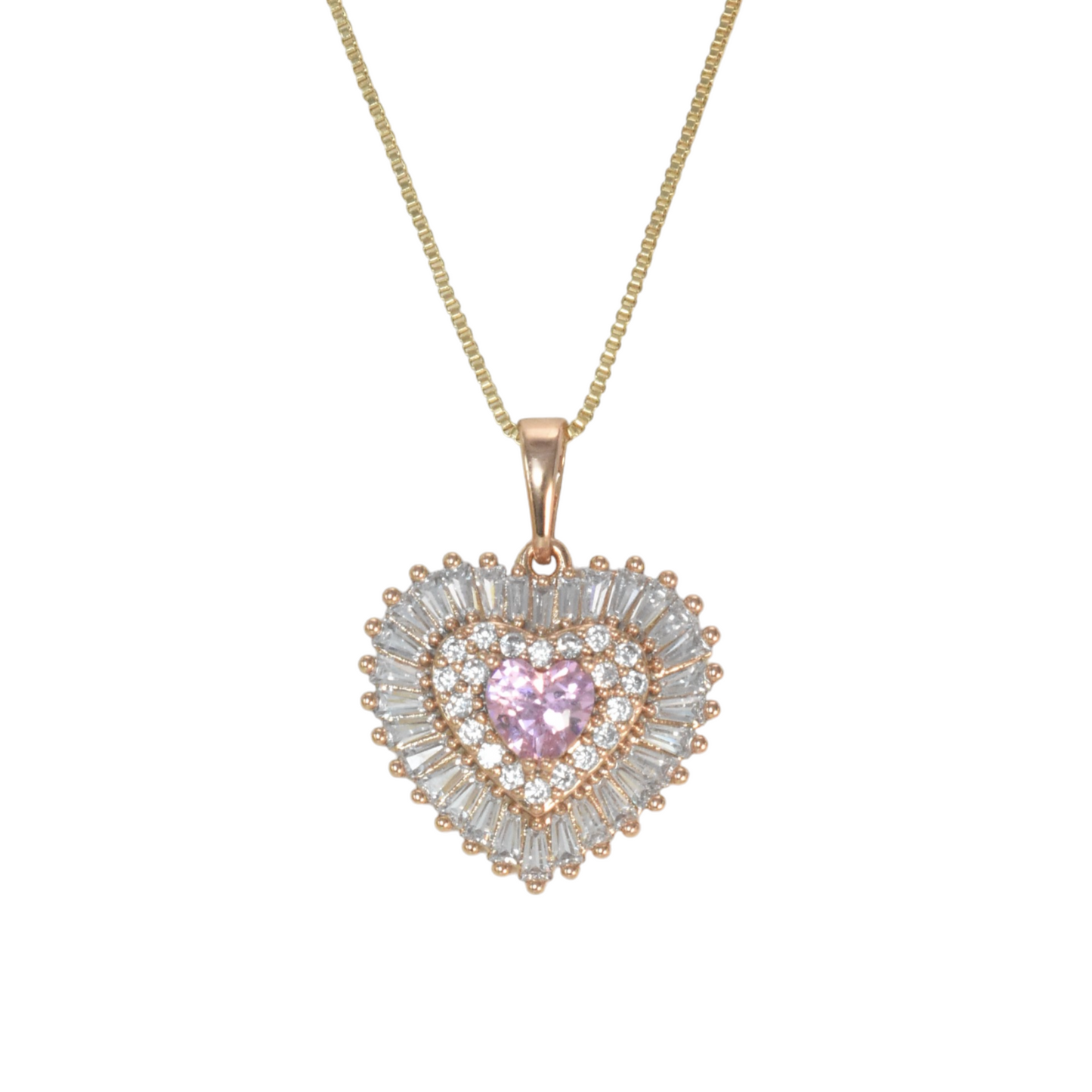 Gold Plated Heart Pendant Charm with CZ