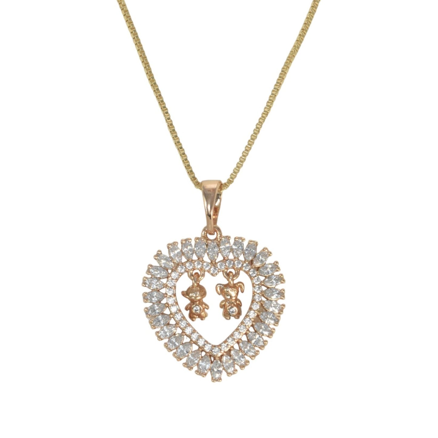 Gold Plated Heart Pendant Charm with CZ