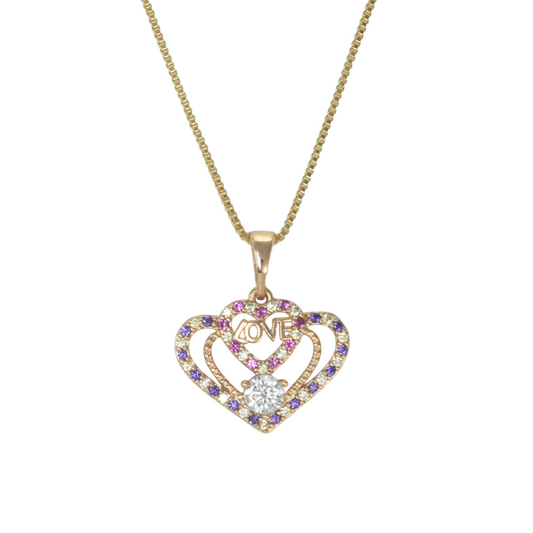 Gold Plated Heart Pendant Charm with CZ | Wholesale Jewelry