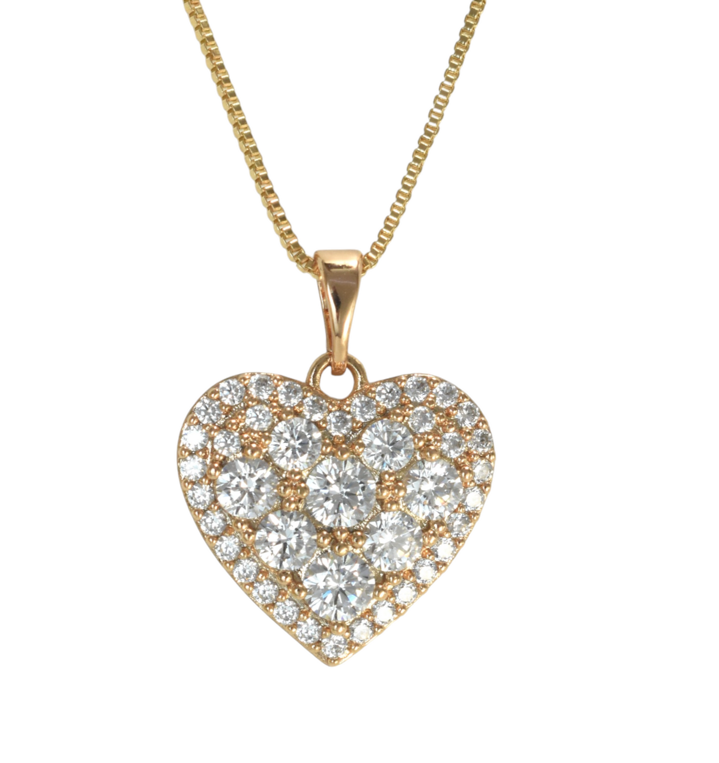 Gold Plated Heart Pendant Charm With CZ | Wholesale Jewelry