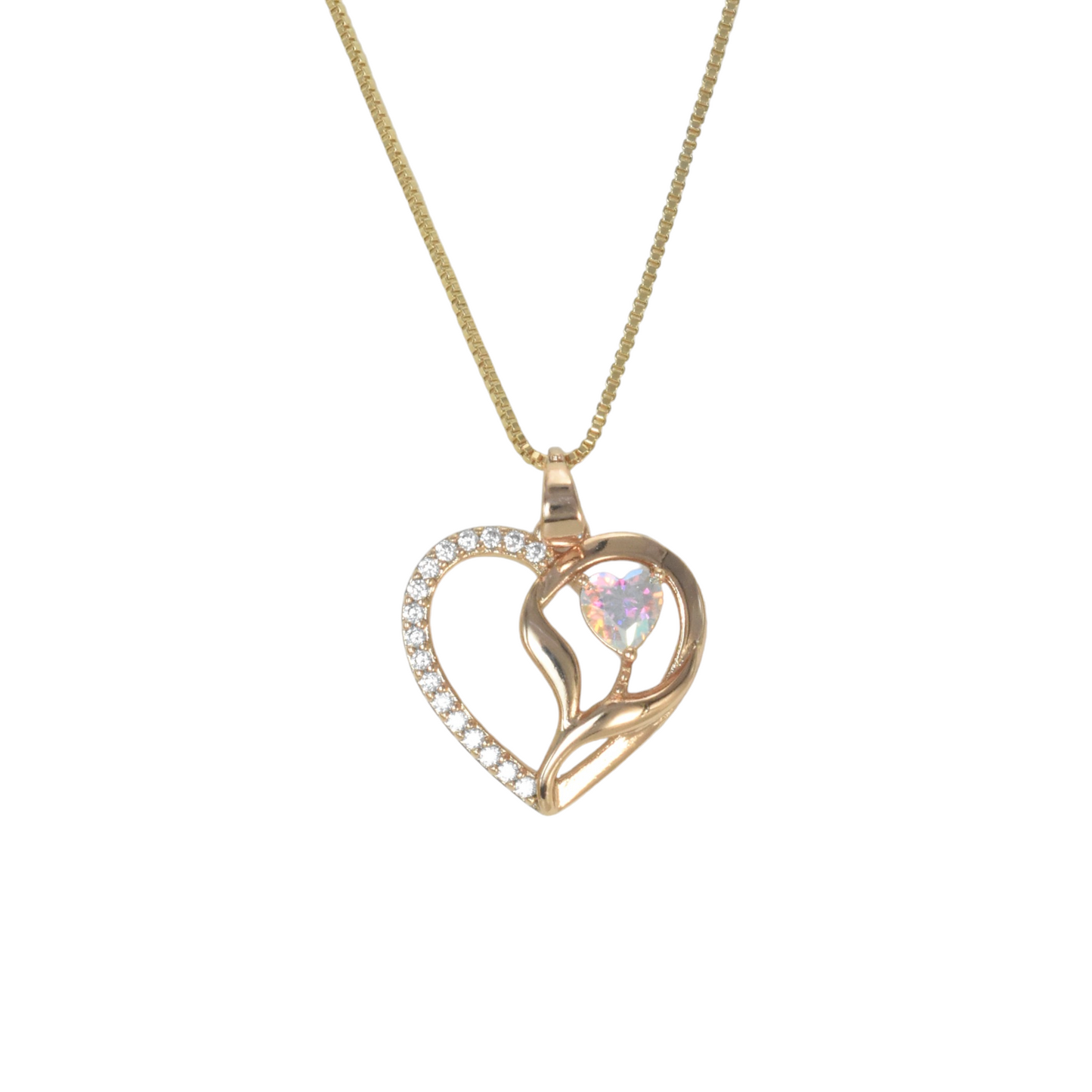 Gold Plated Heart Pendant Charm with CZ