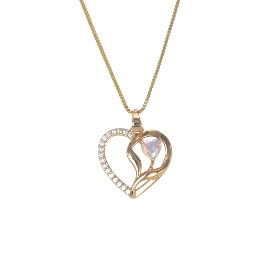 Gold Plated Heart Pendant Charm with CZ | Wholesale Jewelry