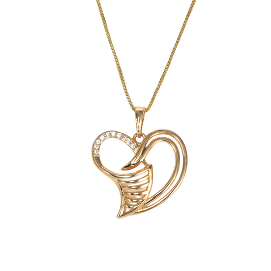 Gold Plated Heart Pendant Charm with CZ