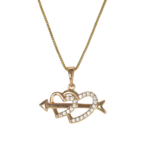 Gold Plated Heart Pendant Charm with CZ