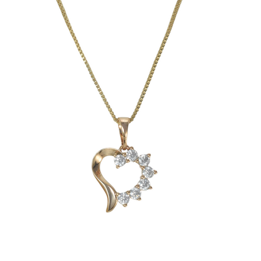 Gold Plated Heart Pendant Charm with CZ