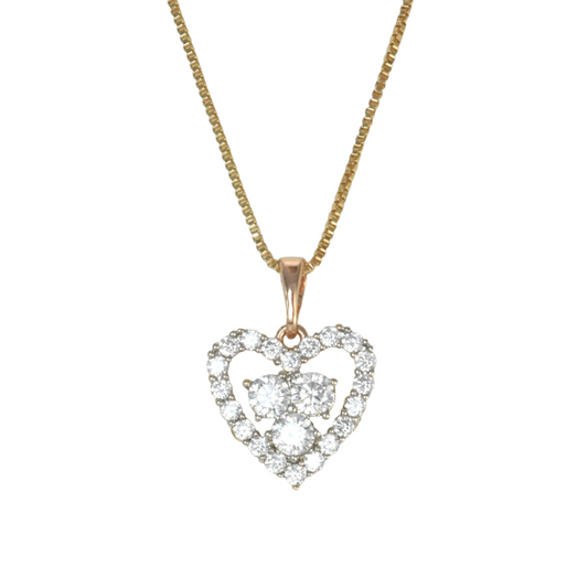 Gold Plated Heart Pendant Charm with CZ