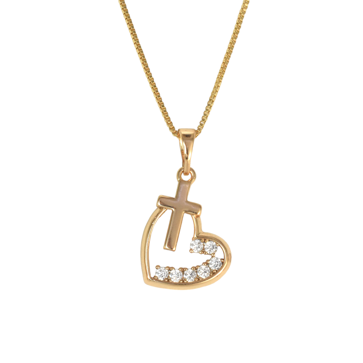 Gold Plated Heart Pendant Charm with CZ