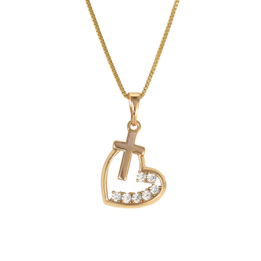 Gold Plated Heart Pendant Charm with CZ | Wholesale Jewelry