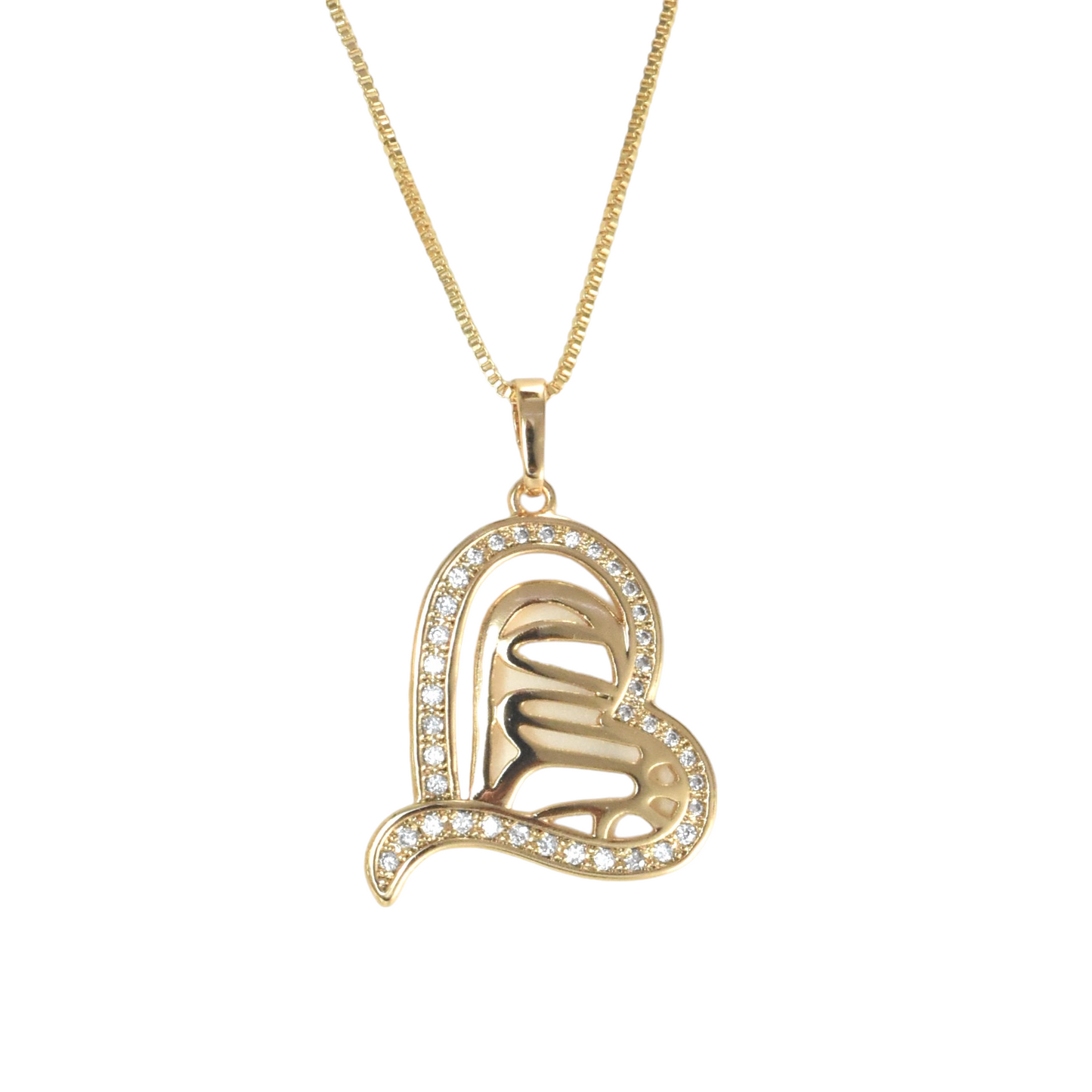 Gold Plated Heart Pendant Charm with CZ