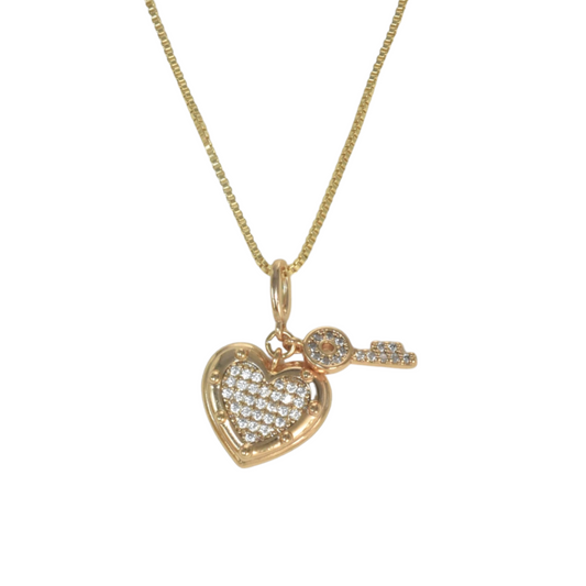 Gold Plated Heart Pendant Charm with CZ | Wholesale Jewelry