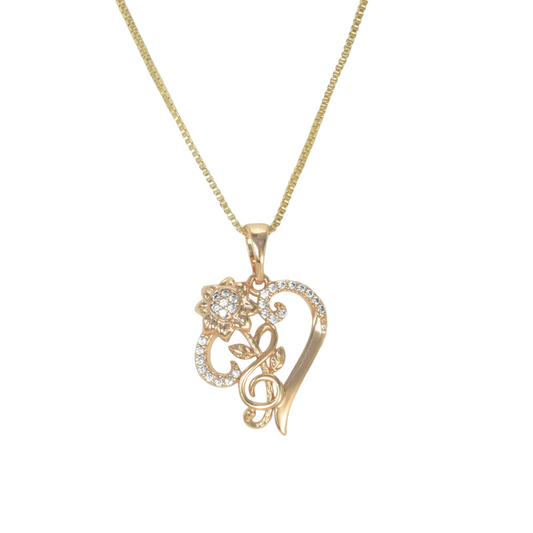 Gold Plated Heart Pendant Charm with CZ