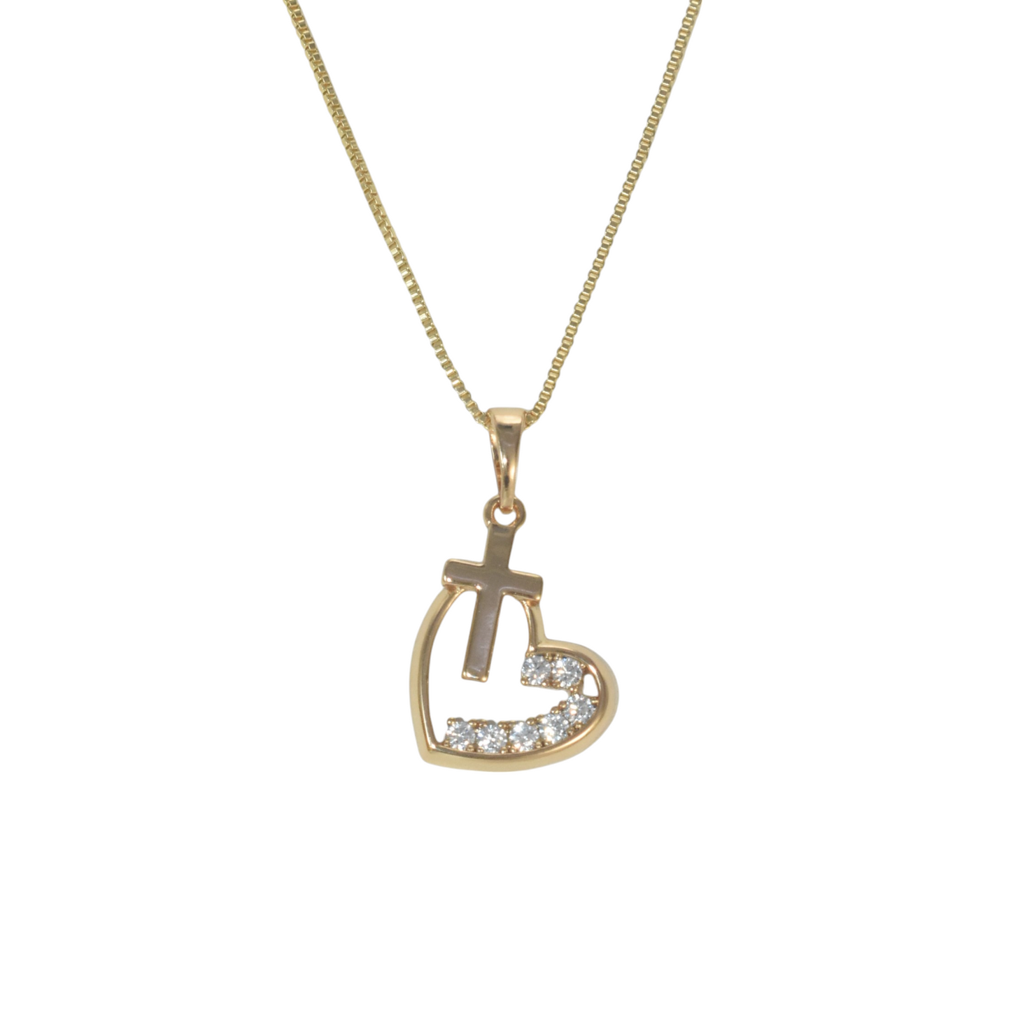 Gold Plated Heart Pendant Charm with CZ