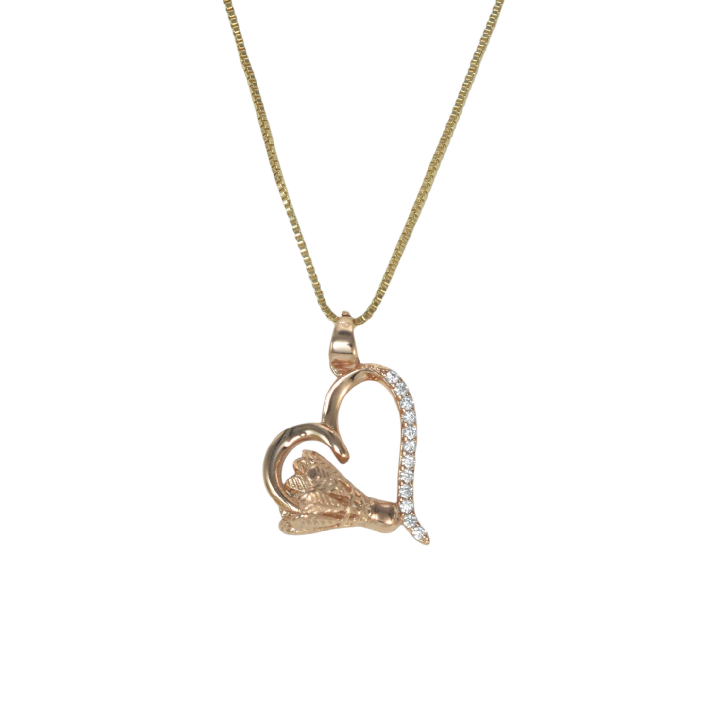 Gold Plated Heart Pendant Charm with CZ