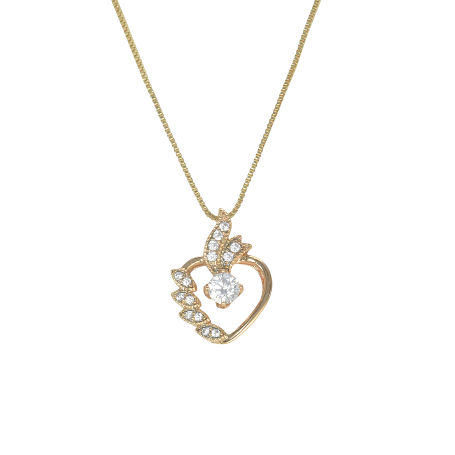 Gold Plated Heart Pendant Charm with CZ | Wholesale Jewelry