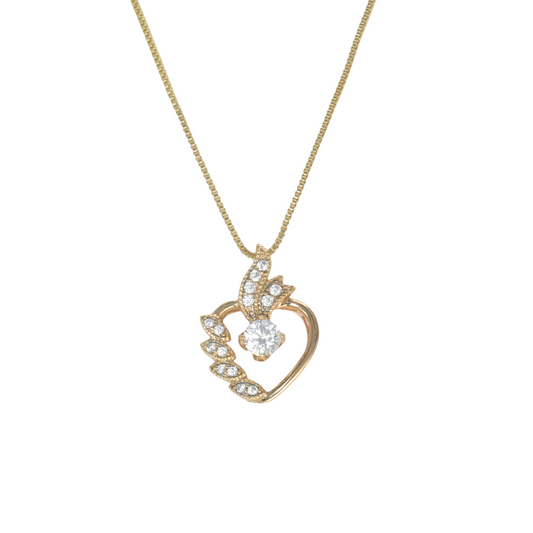 Gold Plated Heart Pendant Charm with CZ