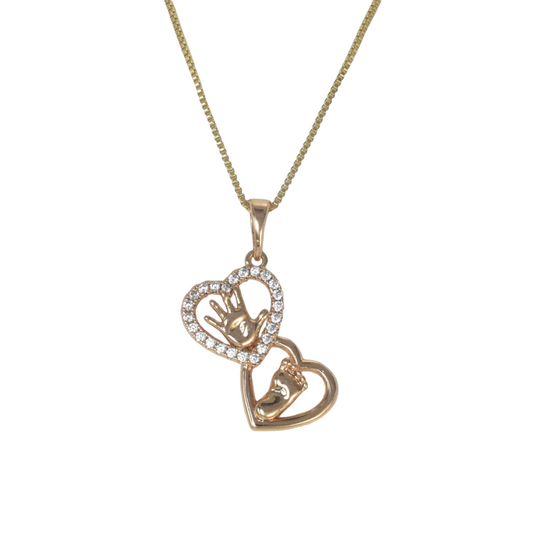 Gold Plated Heart Pendant Charm with CZ