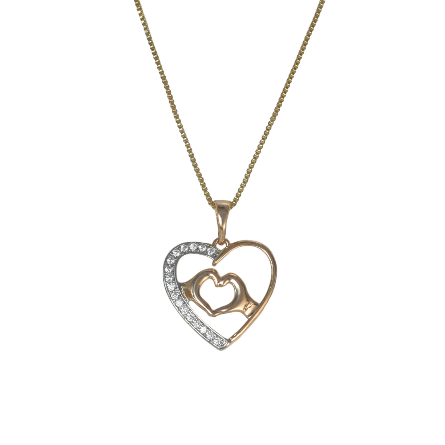 Gold Plated Heart Pendant Charm with CZ