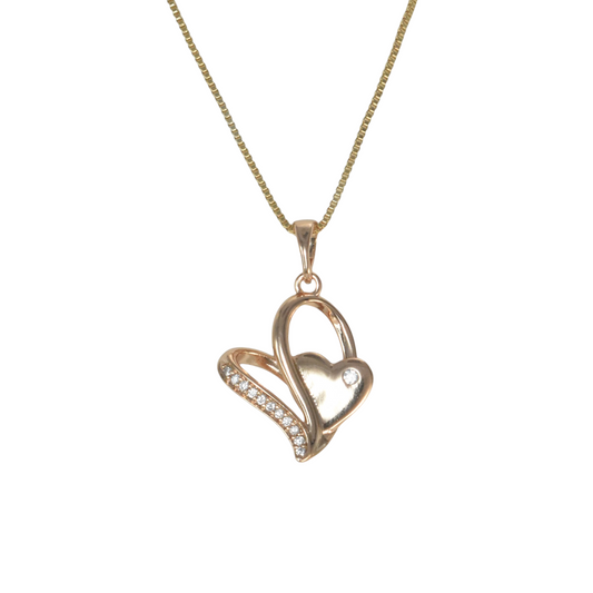 Gold Plated Heart Pendant Charm with CZ | Wholesale Jewelry