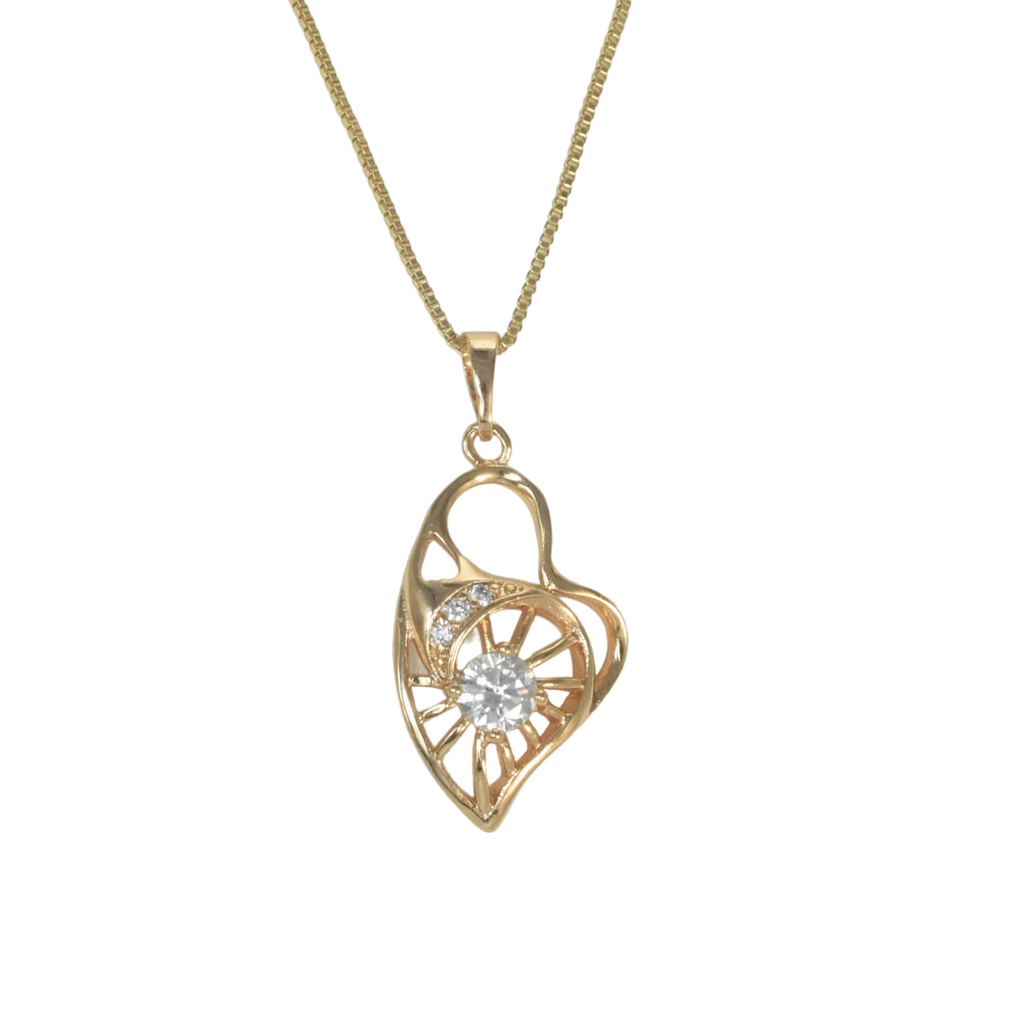 Gold Plated Heart Pendant Charm with CZ | Wholesale Jewelry