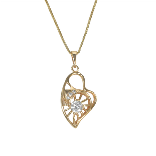 Gold Plated Heart Pendant Charm with CZ